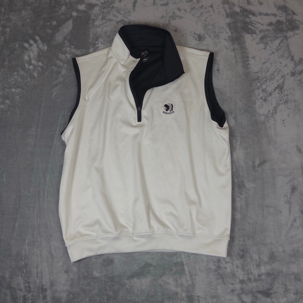 Zero Restriction Golf Vest Mens Large Cream Black Roxiticus Tour Series 1/4 Zip
